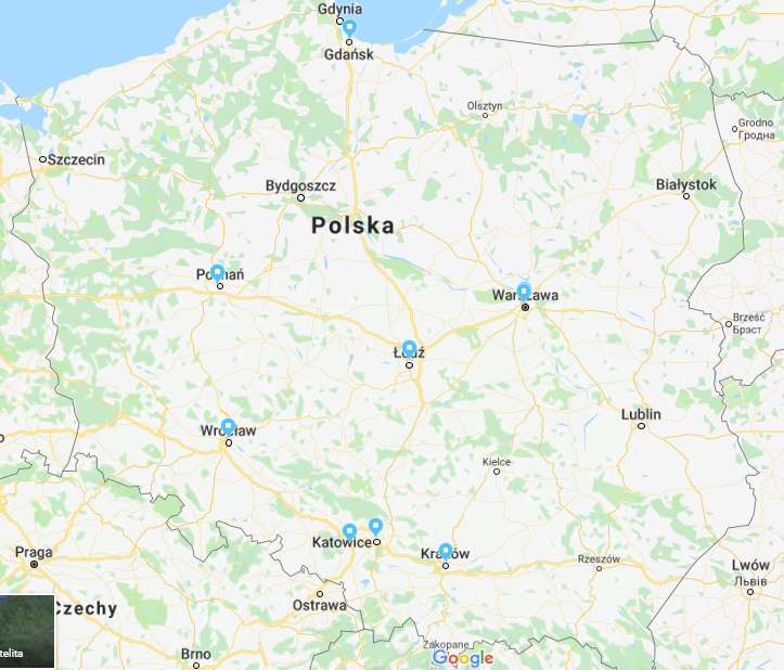 wirtualne biura mapa lokalizacje w Polsce